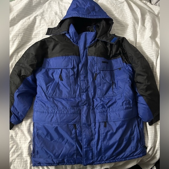 Starter Men’s Winter Coat True Royal Black 2 In 1 Puffy Vest Jacket Size L - Picture 1 of 10